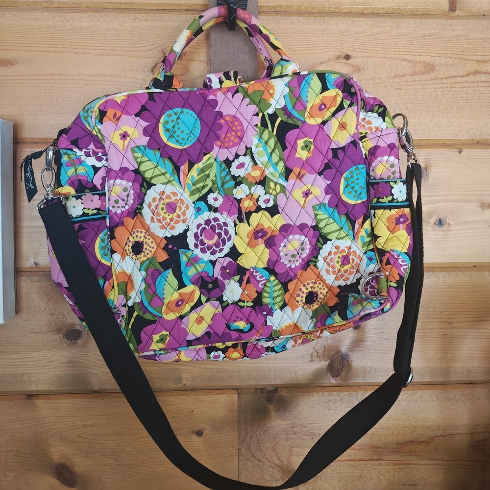 Vera Bradley Va Va Bloom Diaper Baby Bag Lined with Changing Pad Laptop Bag ZA4 - Picture 4 of 10